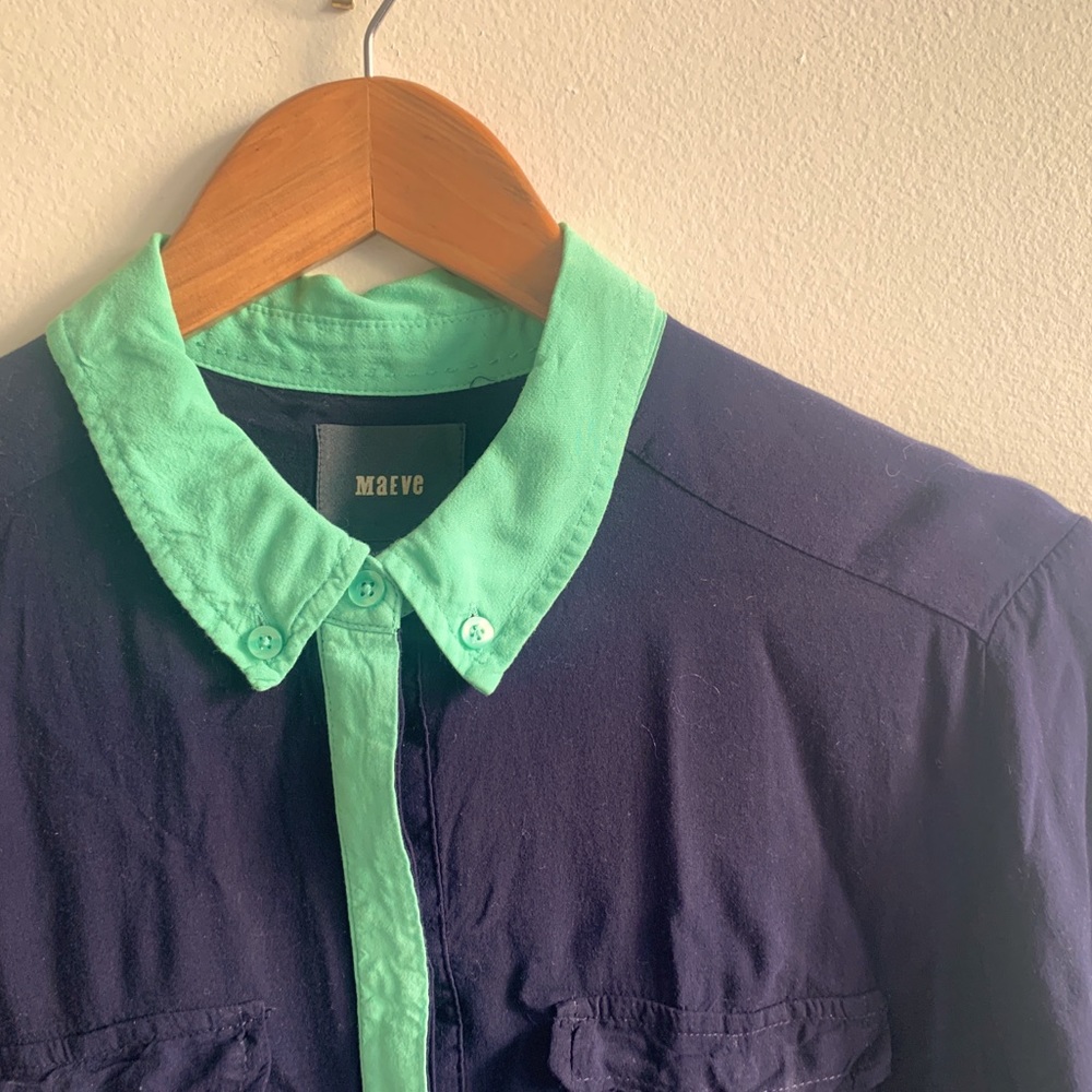 Contrast button down blouse